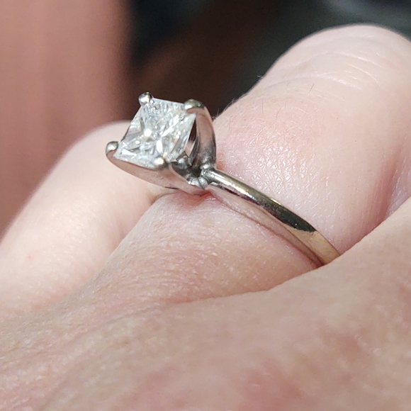 Princess Real Certified Diamond Engagement Ring - Picture 2 of 7
